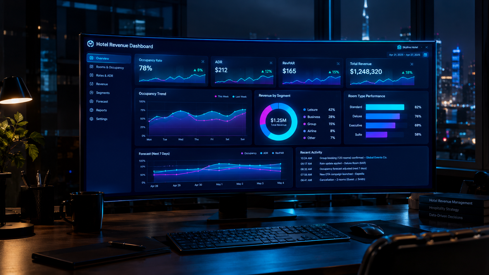 Neon Skyline Hotel Revenue Dashboard